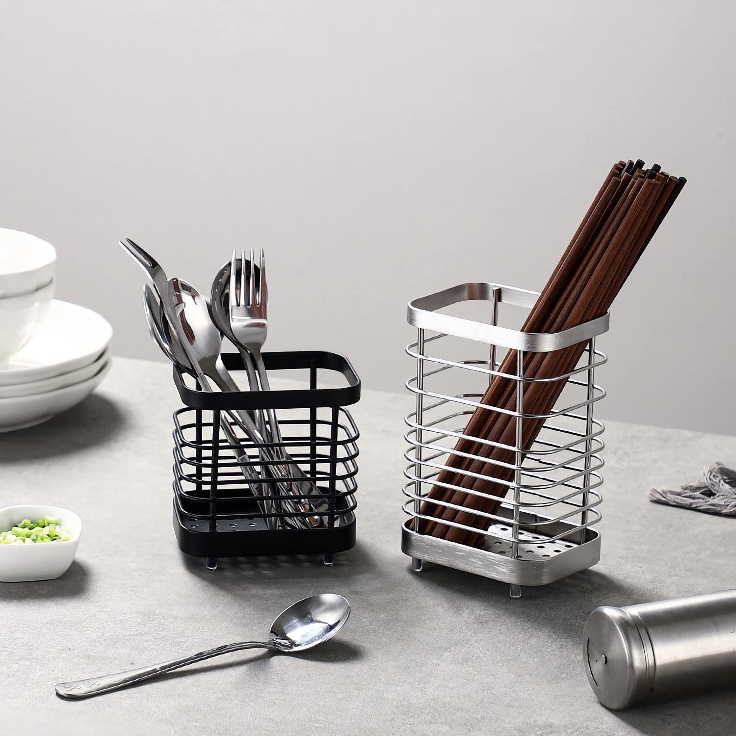 Porta Utensilios De Cocina Organizador De Cubiertos De Acero