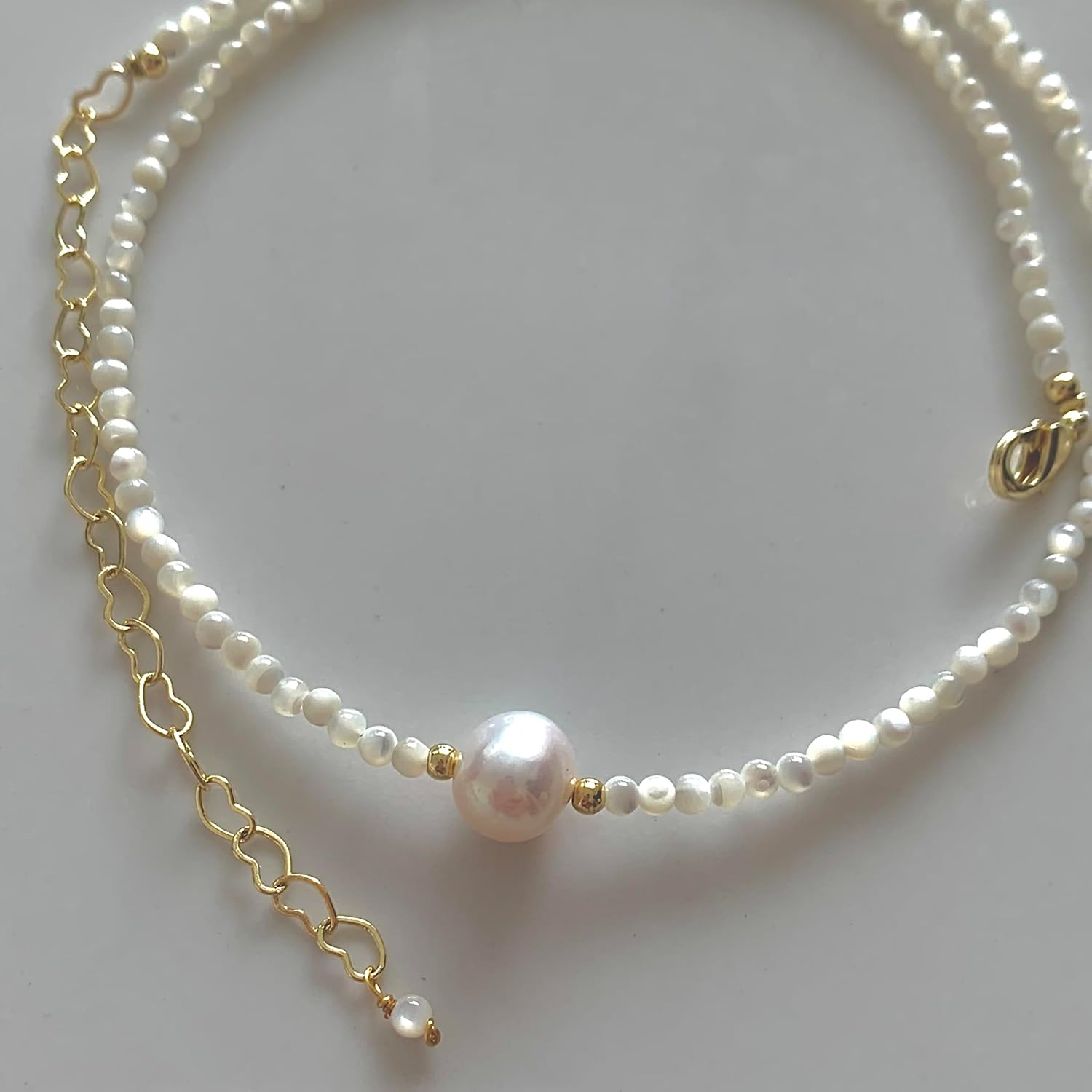 Handmade Natural Material Necklace,Freshwater Pearl,14K Gold-Plated, Versatile Style, Jewelry Gift for Women&Teen Girls - Image 2