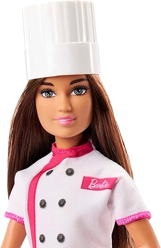 Miniatura 3 de Barbie Muñeca y accesorios, muñeca de chef de pastelería profesional con sombrero y rebanada de pastel