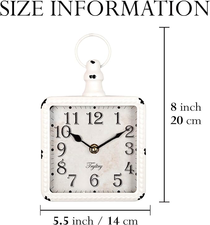 Reloj de Pared Retro Rectangular Pequeño Analógico Silencioso Vintage miniatura 3