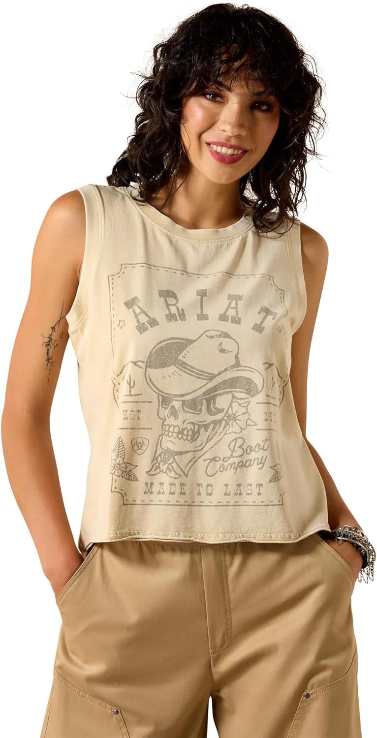 ARIAT Women's Wanted Skull Cowboy Tank