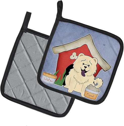 Miniatura 2 de Caroline's Treasures BB2894PTHD Dog House Collection Chow Chow Chow - Par de soportes para ollas, 7.5HX7.5W, multicolor