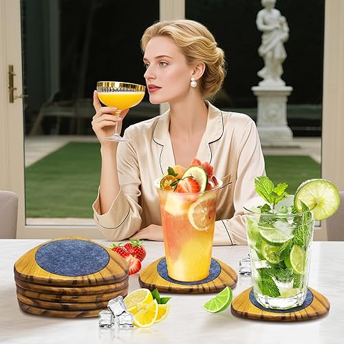 Miniatura 7 de Mid Century Modern Decor Coasters Set of 5 - Absorbent Coaster, Wooden Felt Coaster for Drinks Midcentury Modern Decoration