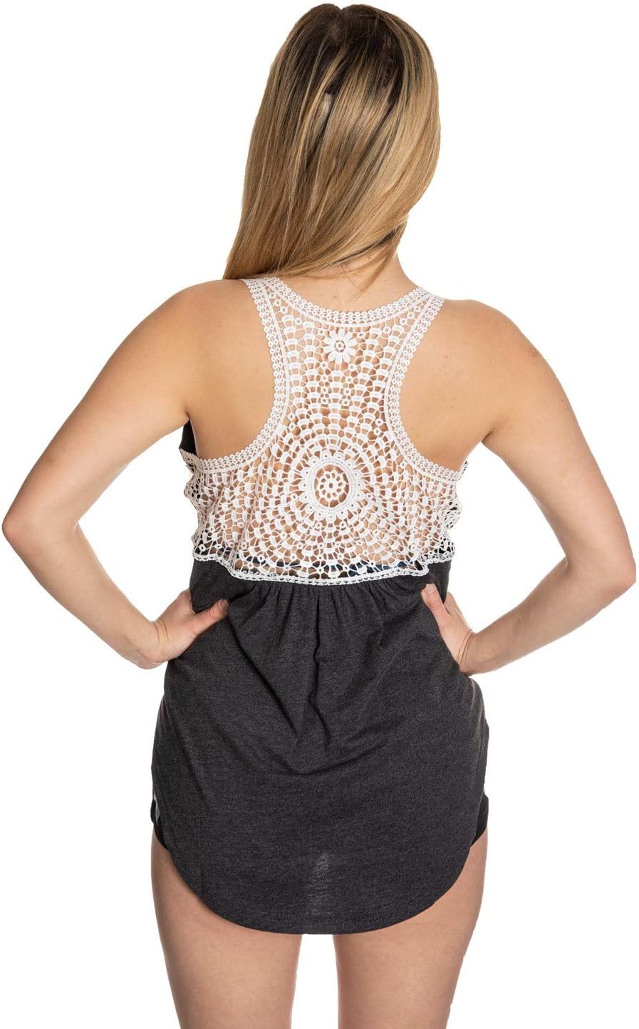 Calhoun NHL Ladies Flowy Racerback Crochet Lace Tank Top - Image 2