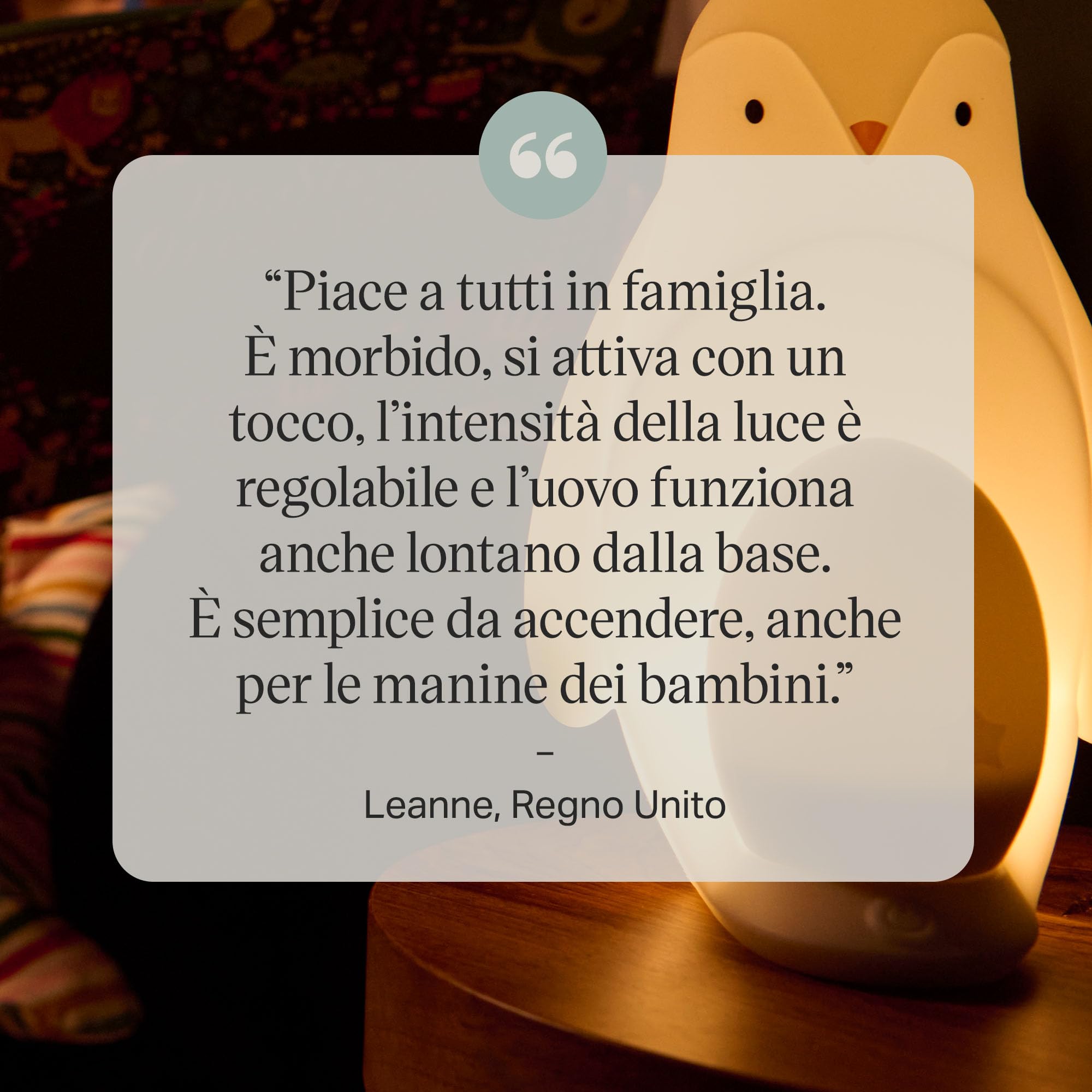 Tommee Tippee Luce da notte portatile pinguino per stanza da letto 2-in-1 con luce a uovo portatile, luminosità regolabile, alimentata via USB