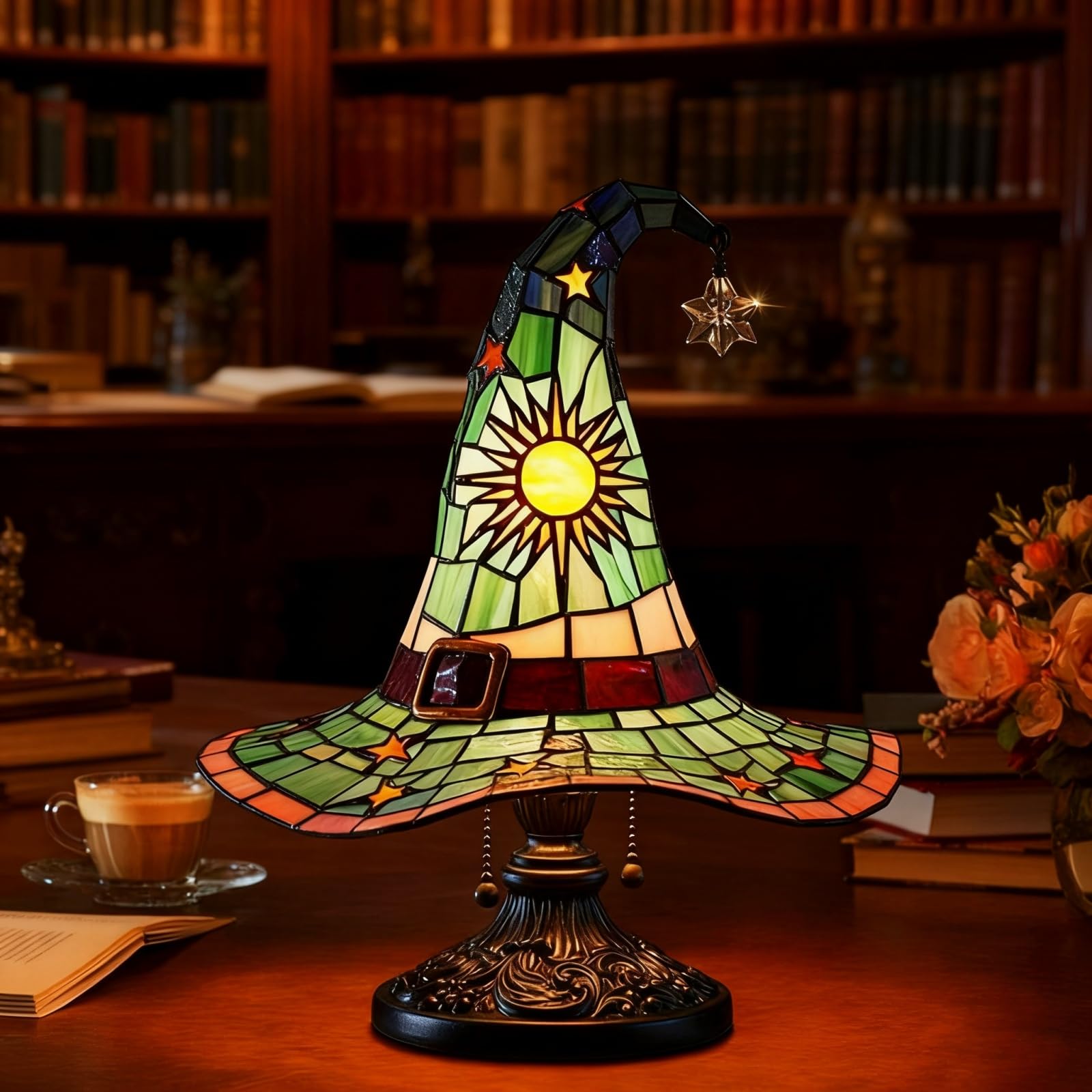 Turkish Exotic Mosaic Mushroom Hat Table Lamp with Handmade Moroccan-style Decorative plastic Retro Light for Bedroom Living Room Man Cave Art Decor — image 1