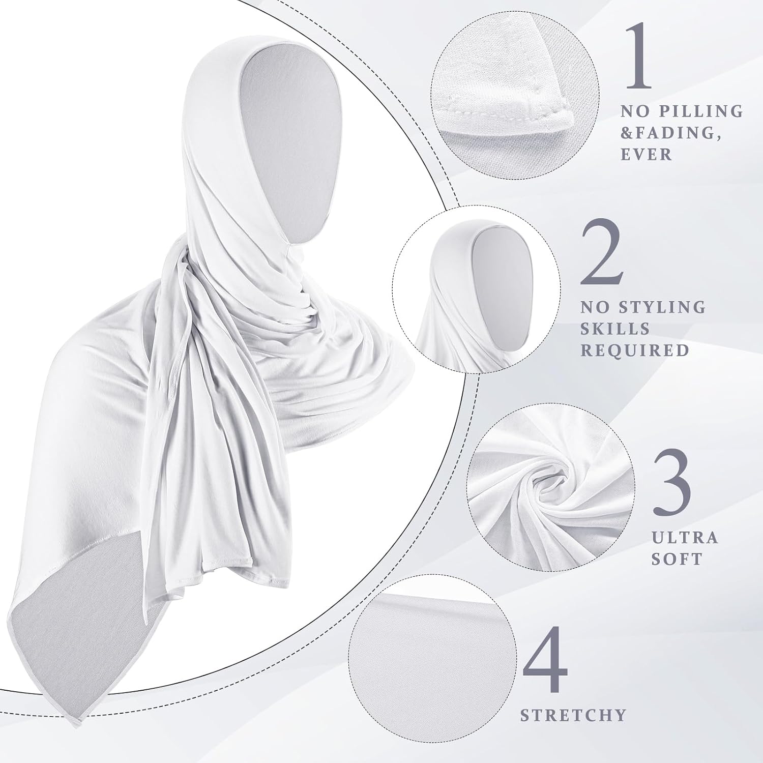 Handepo 2 Pcs Instant Hijab Jersey Hijab for Women Muslim Head Scarf Soft Lightweight Long Stretch Scarf Shawl Wrap