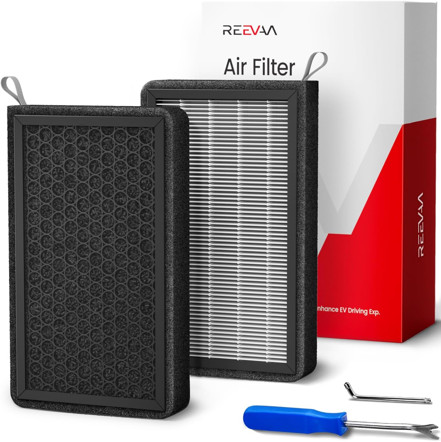 REEVAA 2026 Tesla Model 3 Cabin Air Filter [OEM Airflow], Medical-Grade HEPA 14 Filter Replacement with Premium Activated Carbon for Model 3 2017-2026, with Installation Tools & Guide, 2 Pack