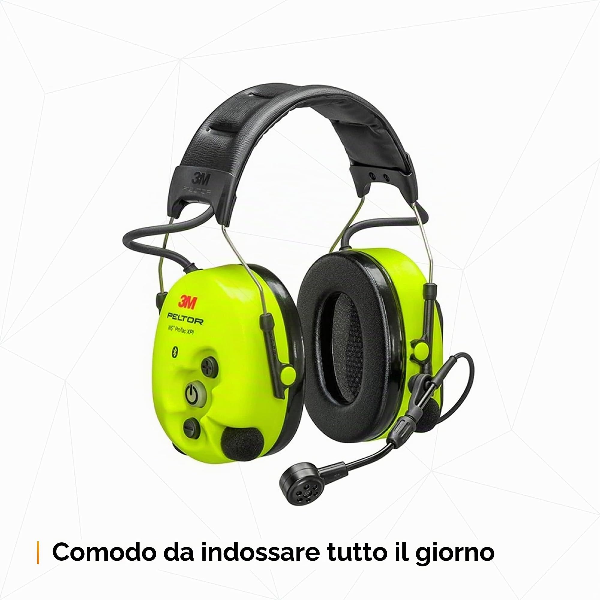 Peltor Cuffia 3M WS ProTac XPI, bardatura temporale, MT15H7AWS6 | con tecnologia Bluetooth e funzione di attenuazione controllata, giallo