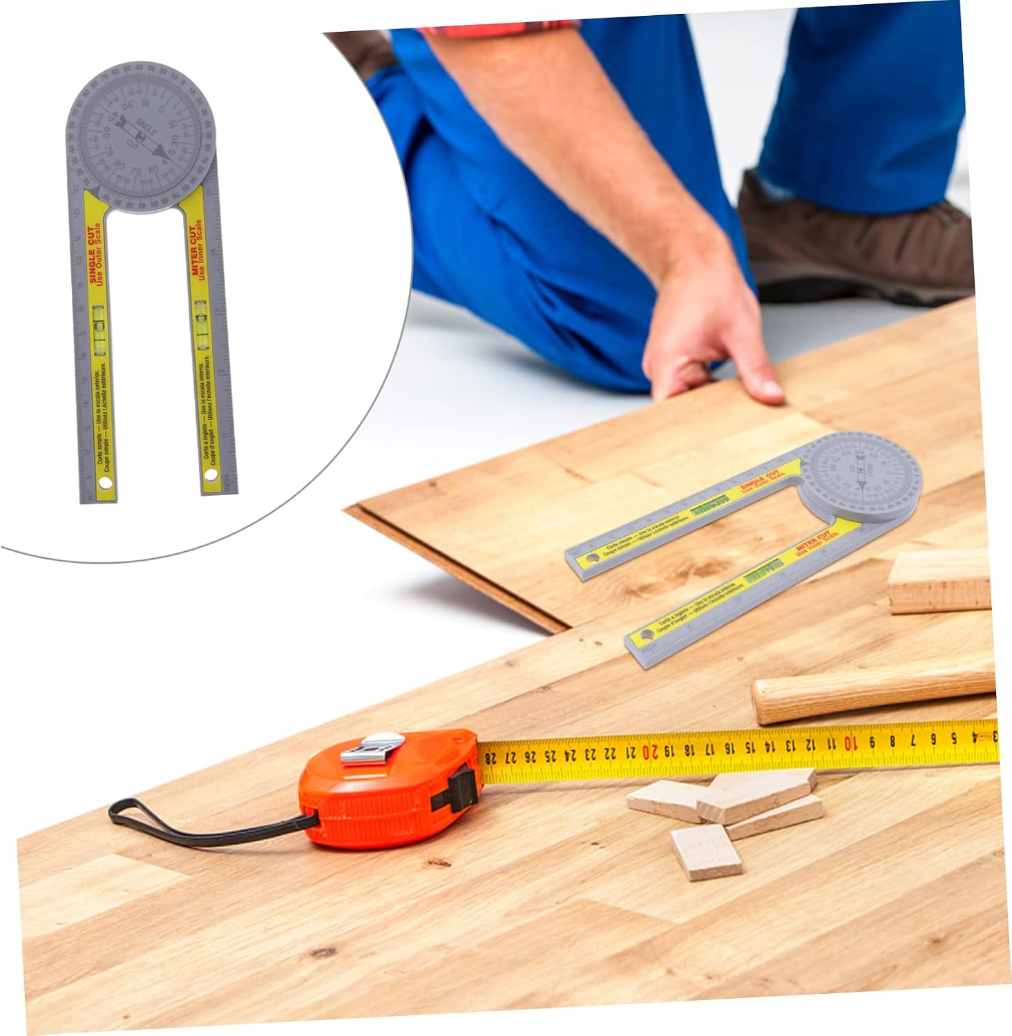 HOMSFOU 3pcs Miter Protractor Plastic Angle Ruler for Woodworking Measuring Tool for Trim Work Plumbing Carpentry Easy to Carry Scratch-resistant Design Convenient Storage