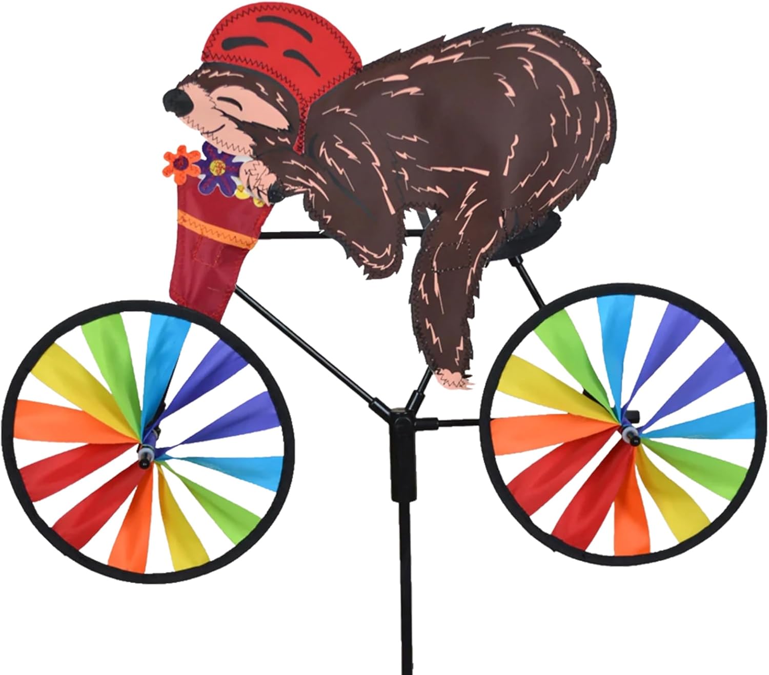 Bike Spinner Easter Bunny 30" – Bike Spinner Sloth 20" – Adorable Lazy Sloth Design, Weather-Resistant Outdoor Decor, for Patios, Yards, and Gardens - Eye-Catching Wind Spinner with Rotating Wheels