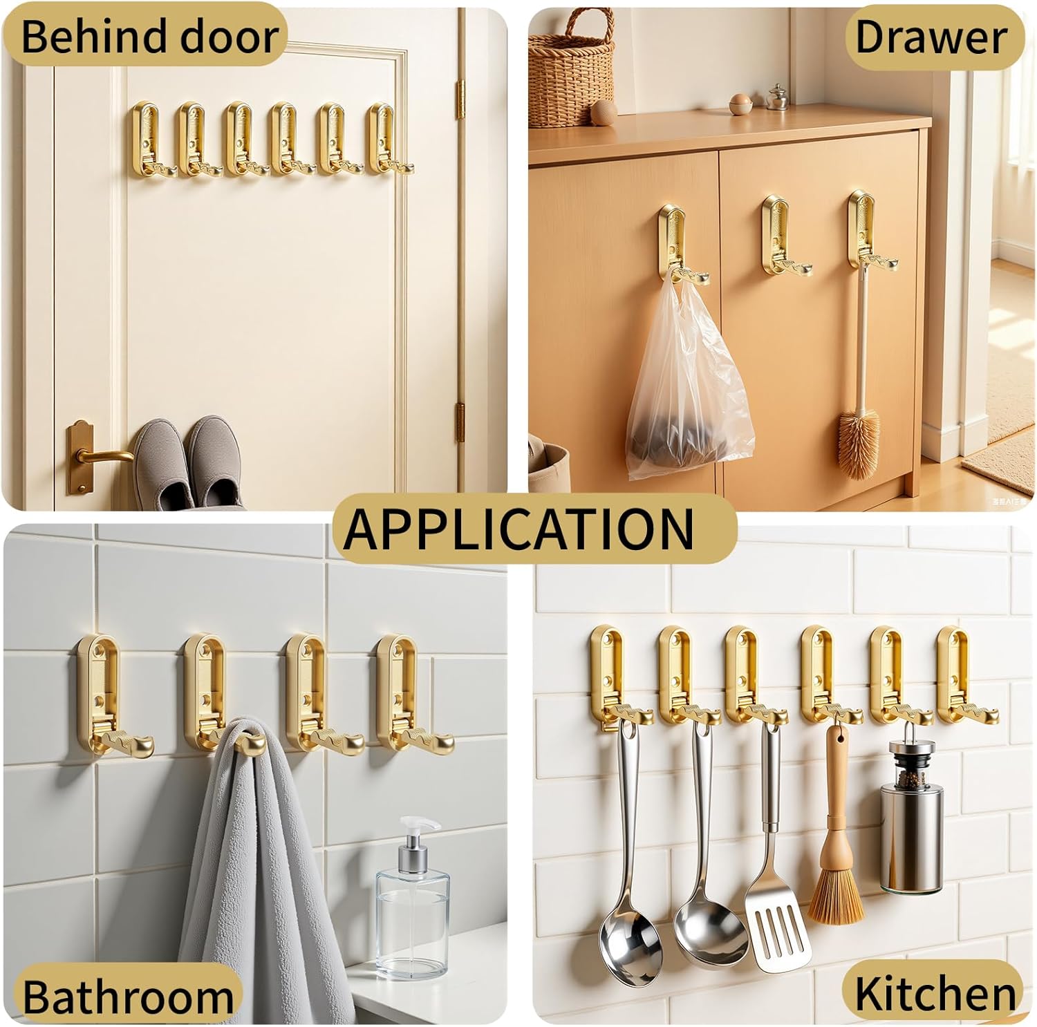 8 Pack Foldable Wall Hooks, Zinc Alloy Rustproof with Eco Coating, Screw Mount, Space-Saving Hidden Design for Hanging Coats, Towels, and Bathrobes, Entryway, Bedroom, Bathroom, Kitchen