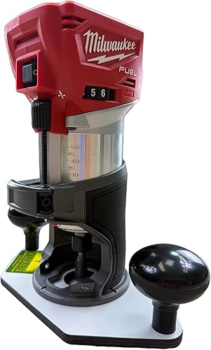 Woodhaven 8371 TrimCompactPalm Router Placa base con agujero de 2 pulgadas para enrutadores compactos Milwaukee M18 Fuel , blanco sólido duradero