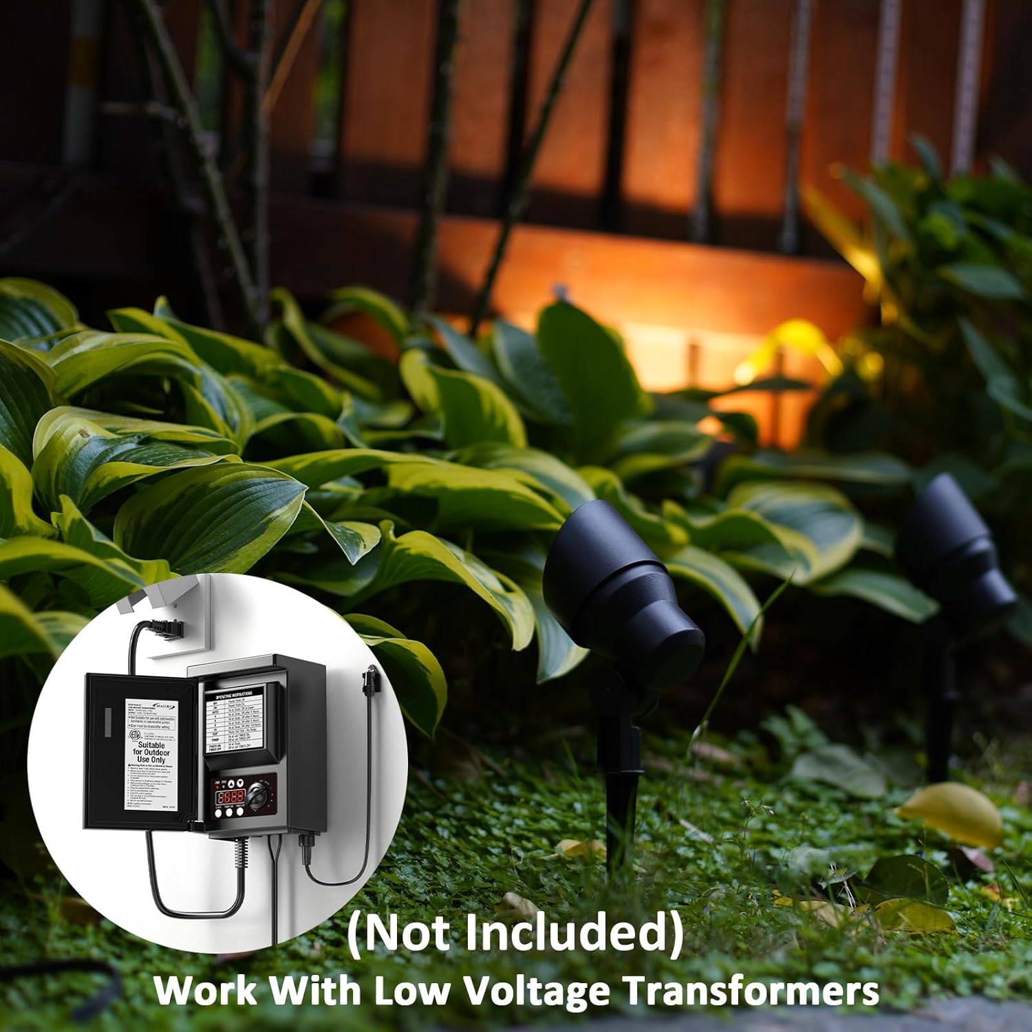 Low Voltage Spotlights 2PK 3W MR11 LED Floodlights 12V AC Outdoor Spot Lights Landscape Lighting Kit 200 Lumens 3000K Warm White with Spike Stake Connector for Garden, Yard
