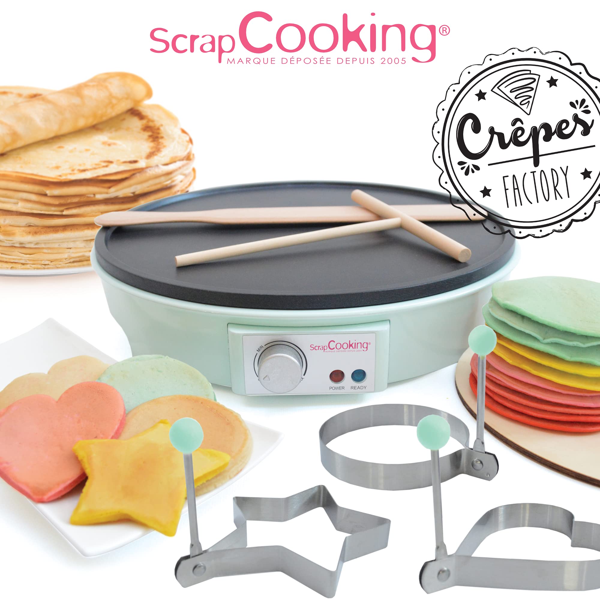 ScrapCooking Crepes Factory Macchina Elettrica Piastra Riscaldante AntiAdesivo Verde acqua