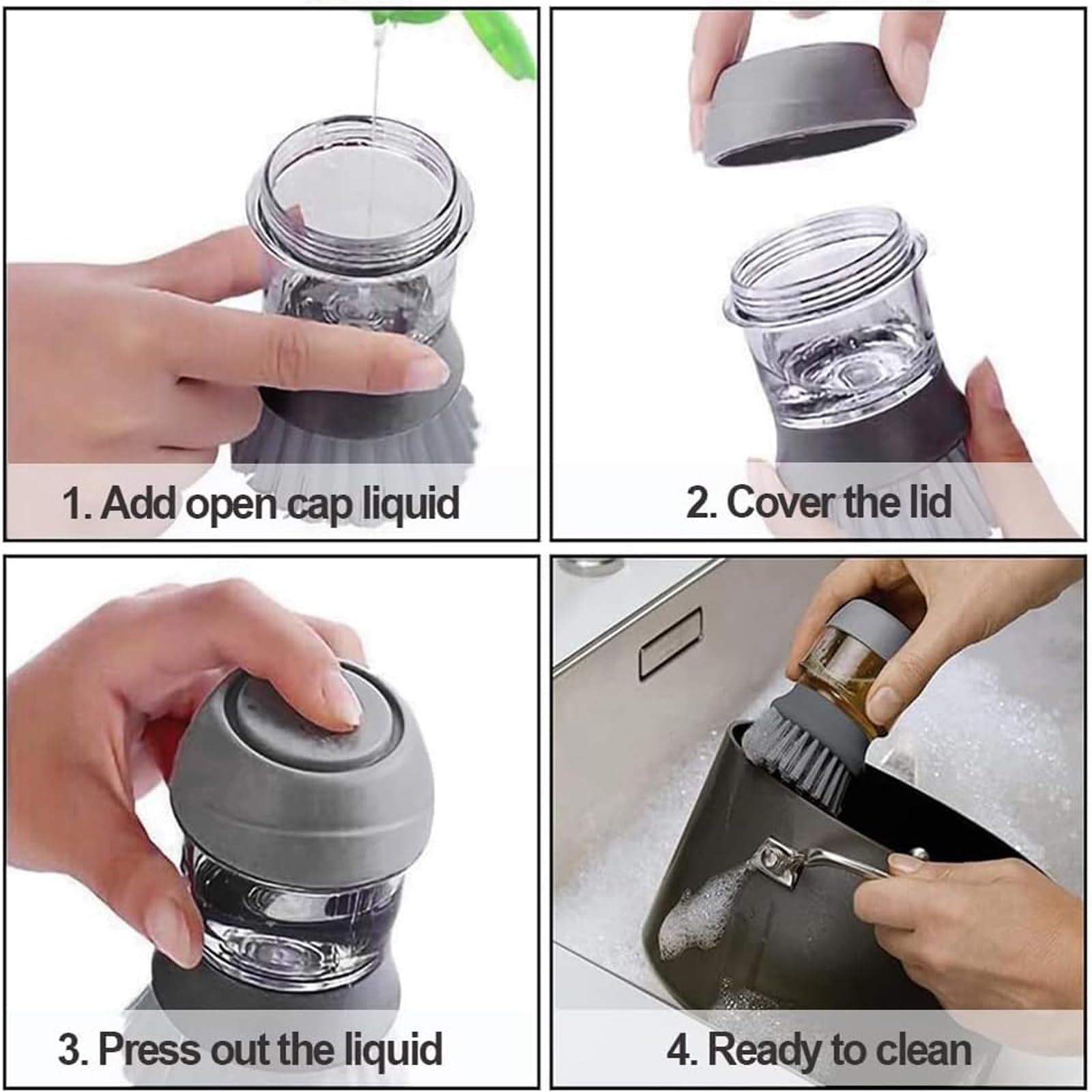 2 Spazzole Per Piatti Con Dispenser Di Sapone E Accessori - Per Lavare Piatti, Pentole E Lavelli - Foto 10