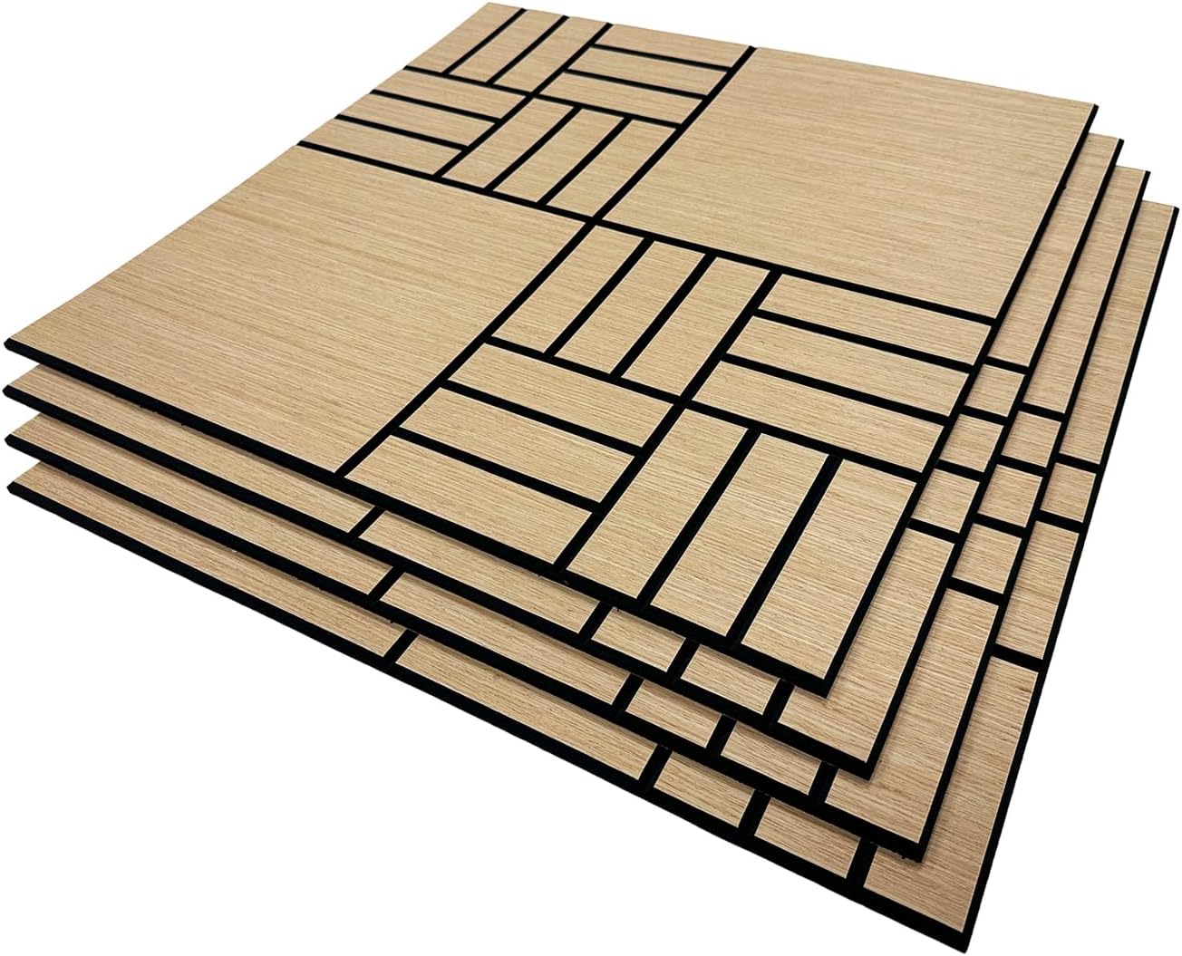 4 Packs Acoustic Wall Panels - Self-Adhesive 3D Wood Slat Wall Panel- Peel and Stick Sound Absorbing Panels for Noise Reducing - Feature Wall Decor for Home & Office