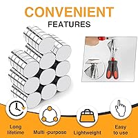 Vista 6 de TRYMAG 200Pcs Small Round Refrigerator Magnets for Crafts, 8x3mm Mini Rare Earth Tiny Strong Neodymium Disc Magnets for Whiteboard, Fridge, Office