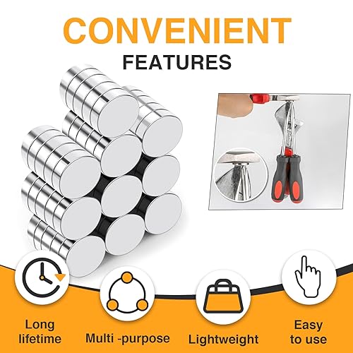 Miniatura 6 de TRYMAG 200 imanes para refrigerador, pequeños imanes redondos para manualidades, mini imanes de tierras raras de 0.16 x 0.118 pulgadas, pequeños