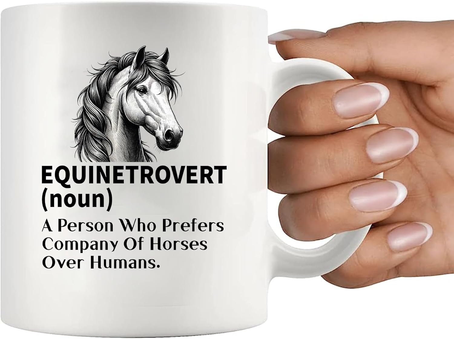 Panvola Equinetrovert Definition Mug Horse Lover Gifts For Women Men Equestrian Gifts From Mom Dad Friends Introvert Introverting Anti Social People Novelty Drinkware Ceramic Mug 11 oz White - Image 7