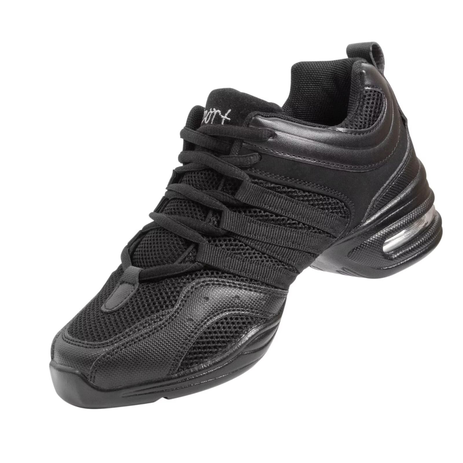 Zapatillas de jazz negras para mujer, transpirables, con cojín de aire