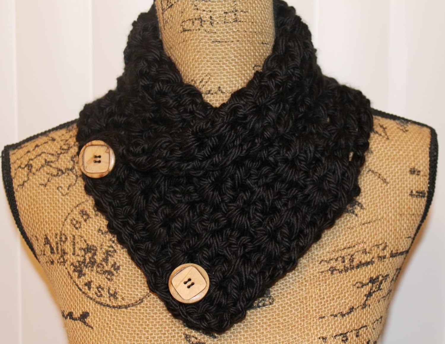 One Day Ship Cute Women's Teens Girls Adult Button Chunky Black Neck Warmer Cowl Scarflette