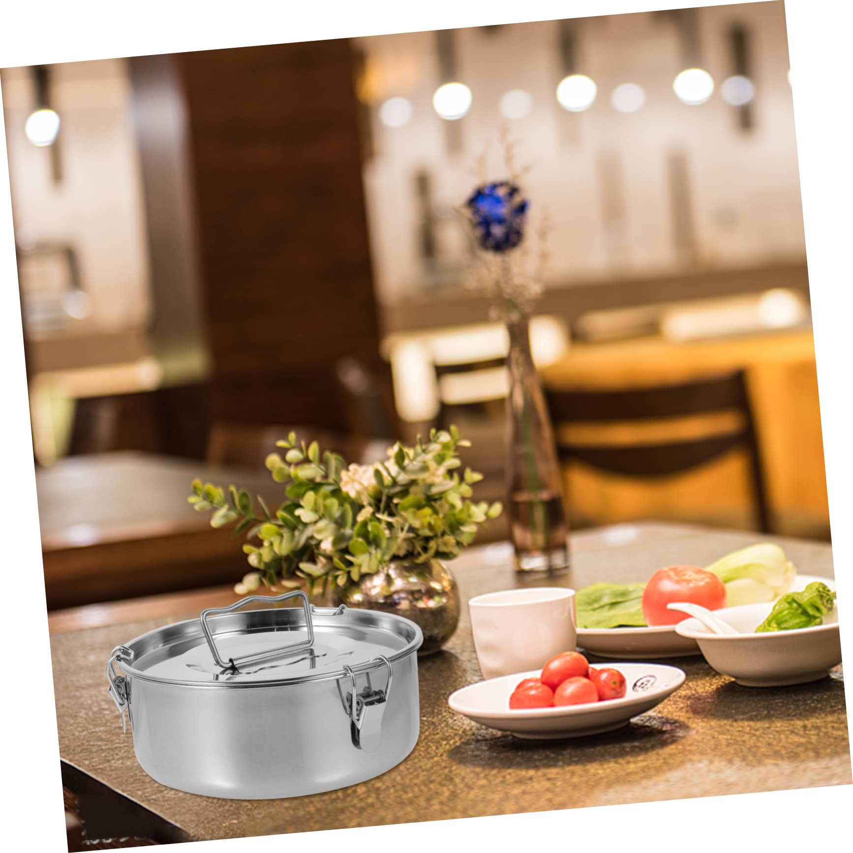 Molde de Flan con Tapa de Acero Inoxidable Plata para Hornear | Asa, Resistente y No se Deforma Fácilmente, Uso Prolongado, Apto para Flanes y Pescado