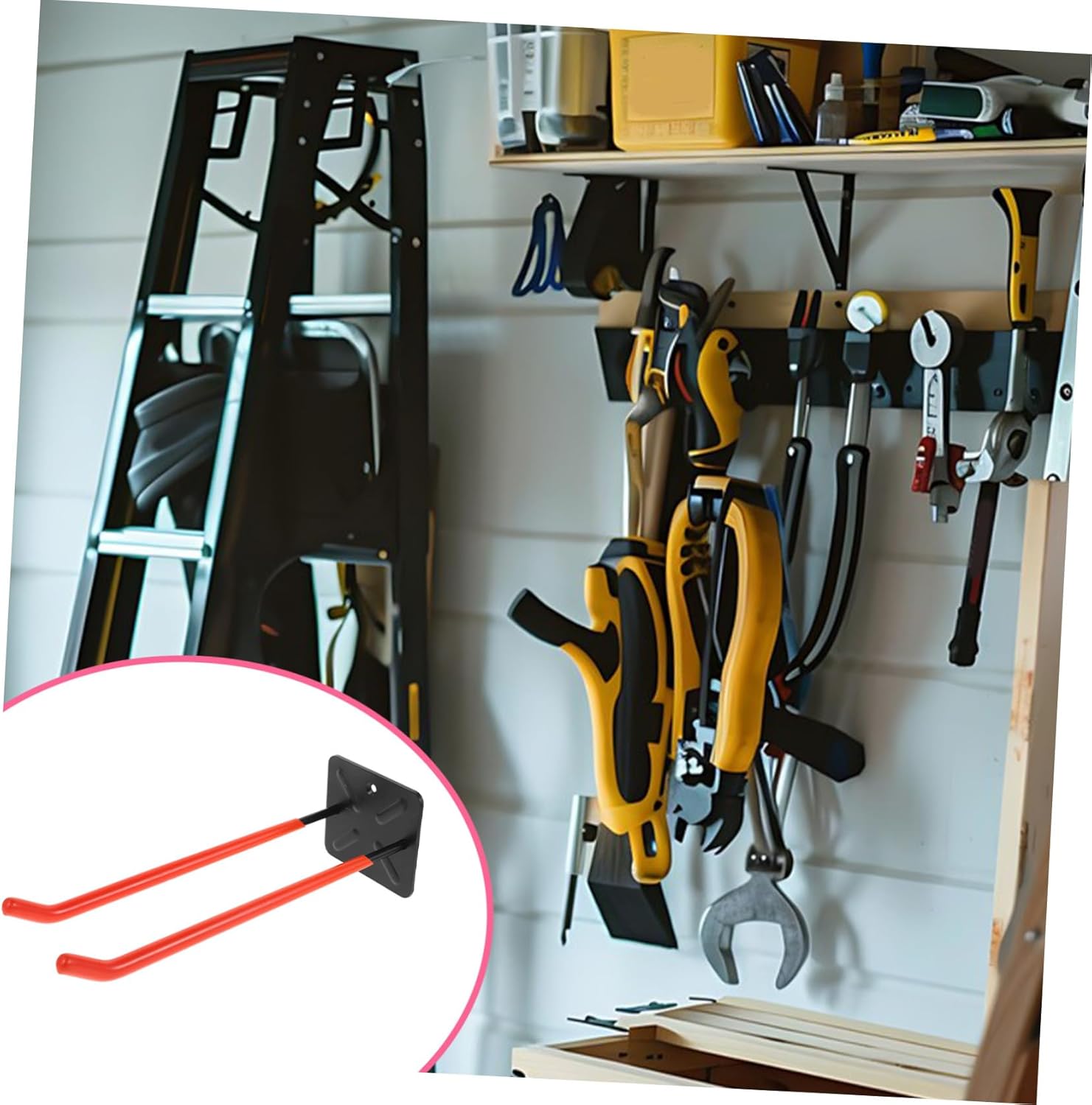 Heavy Duty Garage Wall Hooks for Tires and Tools Long Folding Chair and Bike Hangers Heavy Load Capacity Storage Organizer for Garden Equipment and Utility Items