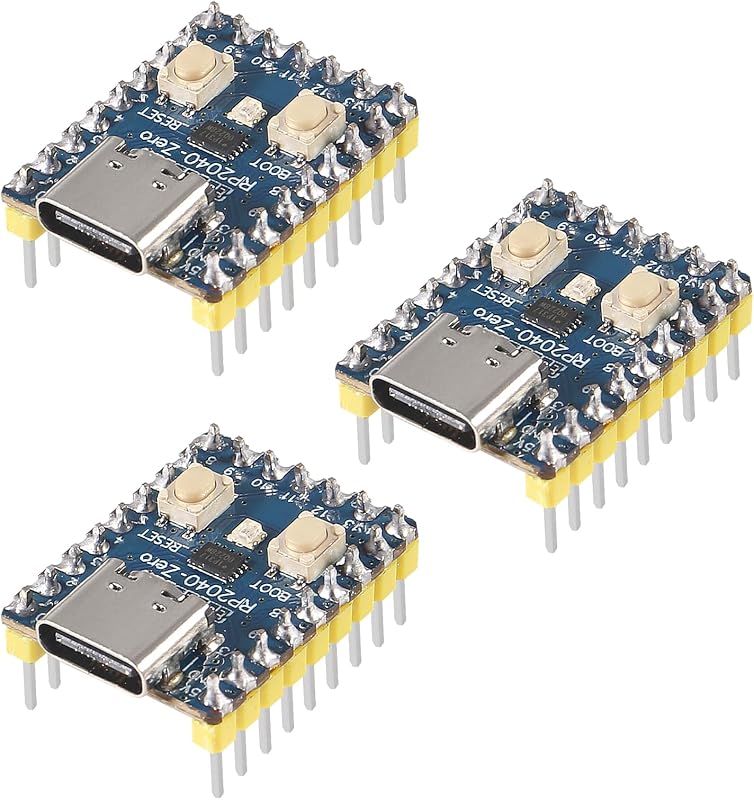 3PCS RP2040-Zero RP2040 USB-C Connector Compatible with Raspberry Pi Microcontroller PICO Development Board Module Dual-core Cortex M0+ Processor 2MB Flash Support C/C++,MicroPython