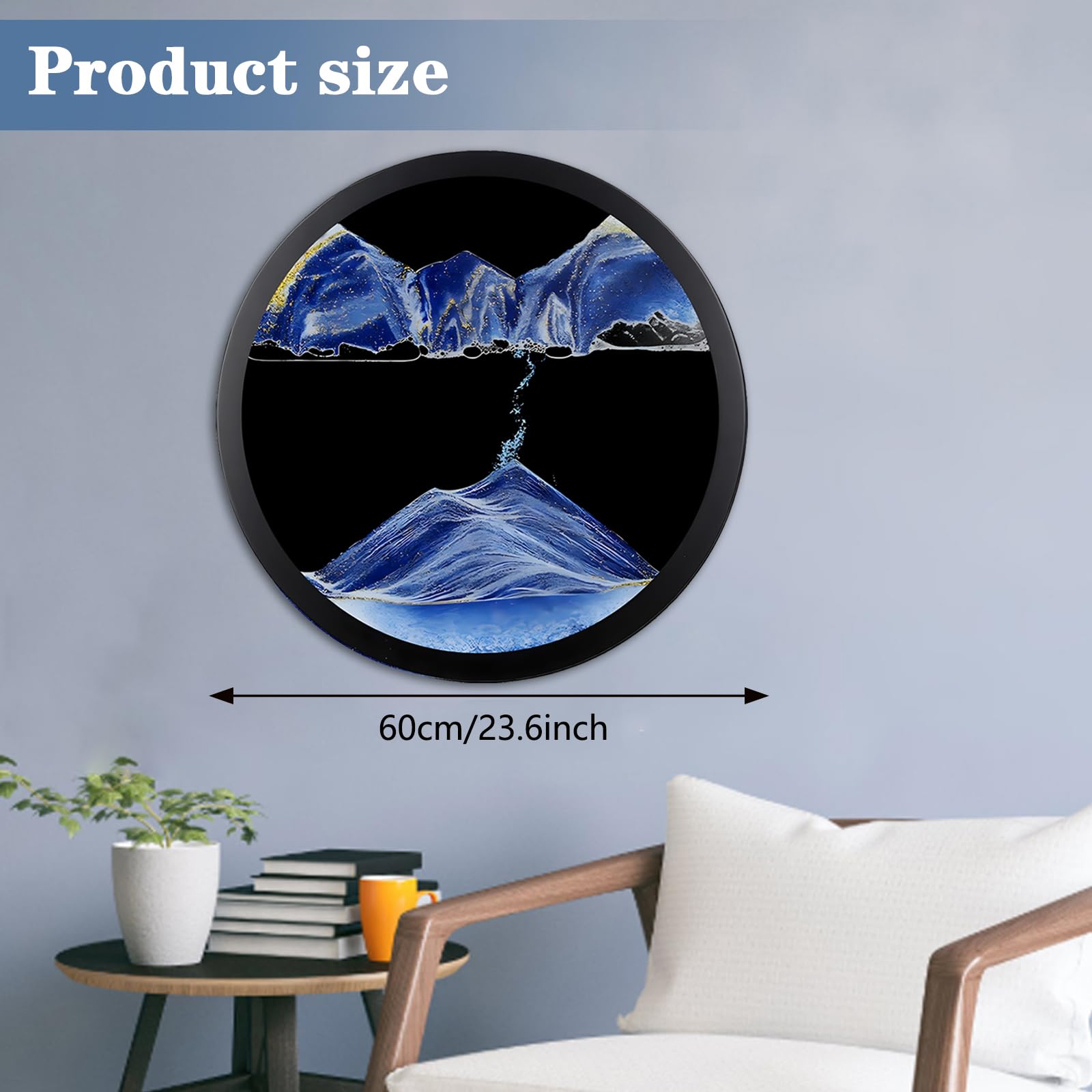 Cadre Sable Mouvant, Sablier de Relaxation 3D Verre Rond, Image d'art de Sable en Mouvement Cadre Sable Mouvant, Sablier de Relaxation 3D Verre Rond, Image d'art de Sable en Mouvement
