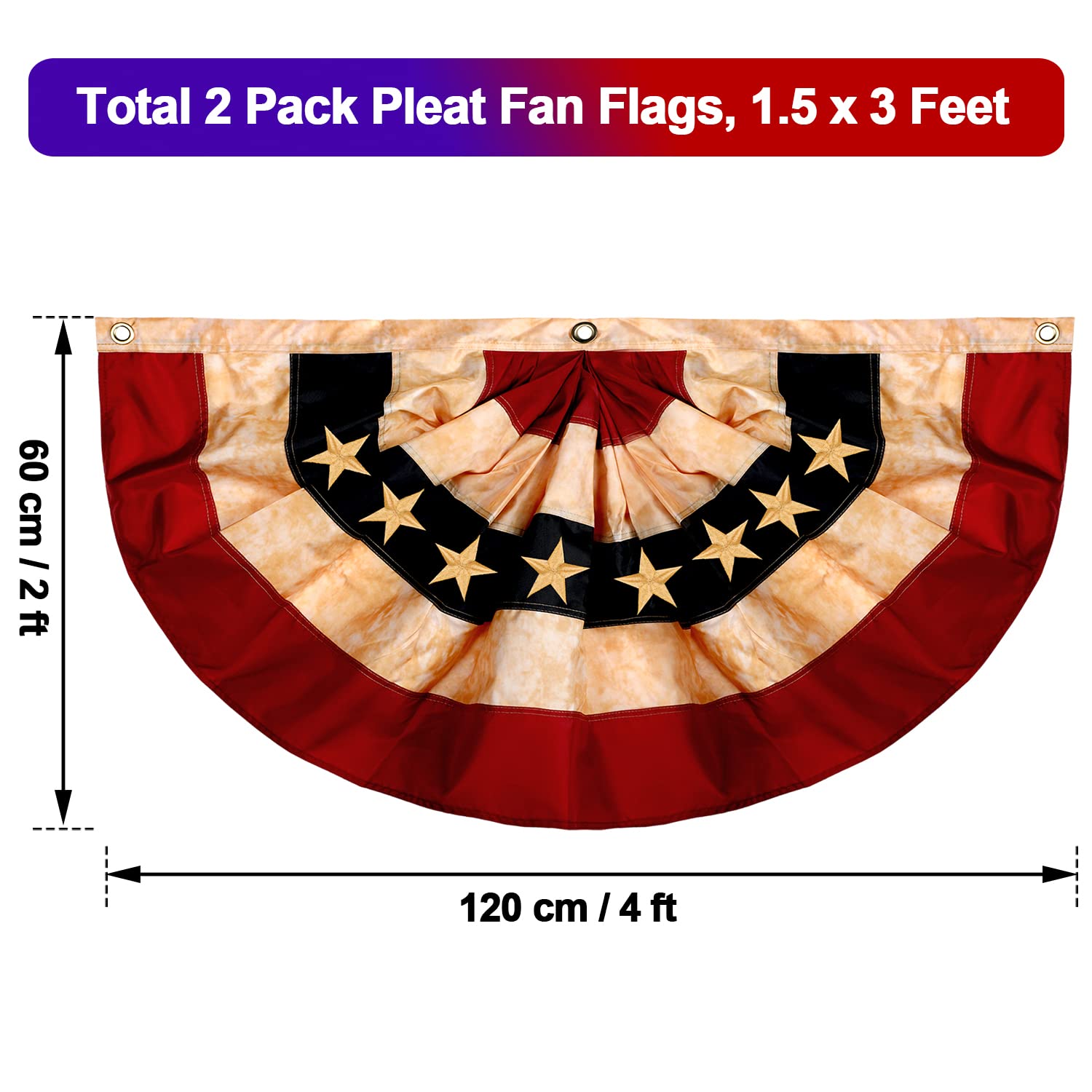 USA Plissee-Wimpelkette - Rot-weiß-blau, 90x182 Cm, Patriotische Deko Für 4. Juli & Veteranentag