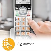 Vista 6 de AT&T CL84207 DECT 6.0 Teléfono con cable de 2 teléfonos para el hogar con largo alcance, contestador, bloqueo de llamadas, locutor de identificación