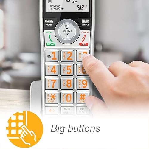 Miniatura 6 de AT&T CL84207 DECT 6.0 Teléfono con cable de 2 teléfonos para el hogar con largo alcance, contestador, bloqueo de llamadas, locutor de identificación