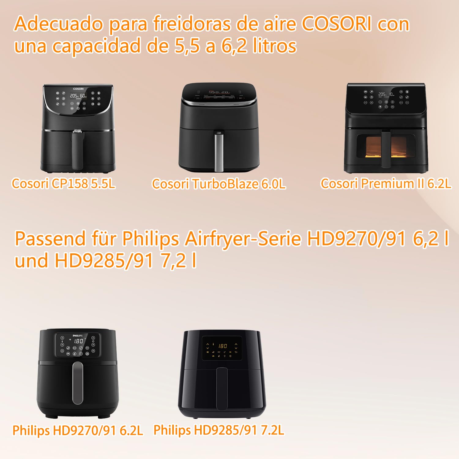 Spuitbescherming heteluchtfriteuse, airfryer-accessoires voor Cosori TurboBlaze 5,5 l, 6,0 l 6,2 l, Philips Airfryer-accessoires HD9285/90 XXL 7,2 l en HD9270/90 XL 6,2 l, 22 x 21 x 0,5 cm