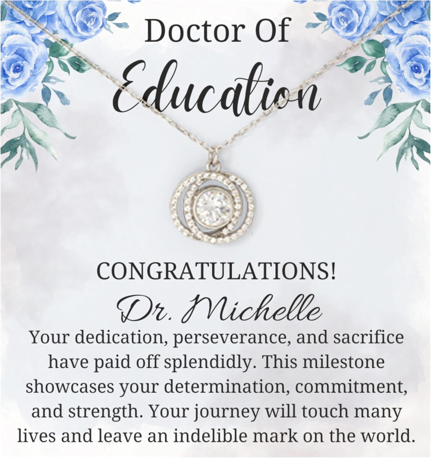 Doctor Of Education, Personalized Necklace, Dissertation Defense Present, Educator Graduation Jewelry, Doctorate Keepsake