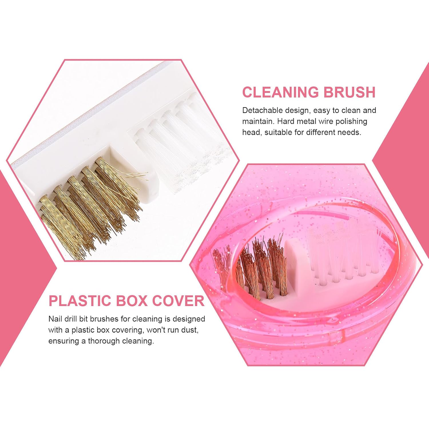 Nail Drill Bit Cleaning Brush 2pcs with Detachable Design and Plastic Box Covering Easy to Operate and Maintain for Professional Nail Art Artists