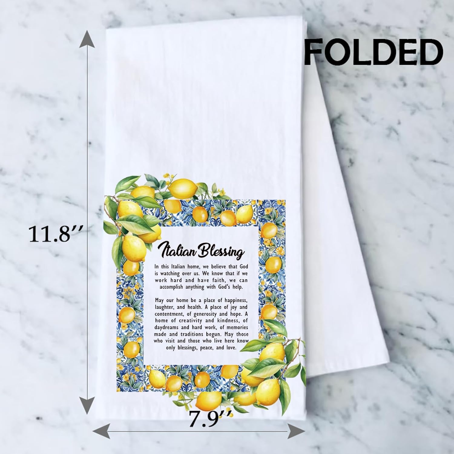 PXTIDY Italian Blessing Kitchen Towel Italian Housewarming Gifts Lemon Kitchen Decor Accessories Italy Mama Nonna Tea Dish Towel (we Believe That t) - Image 2