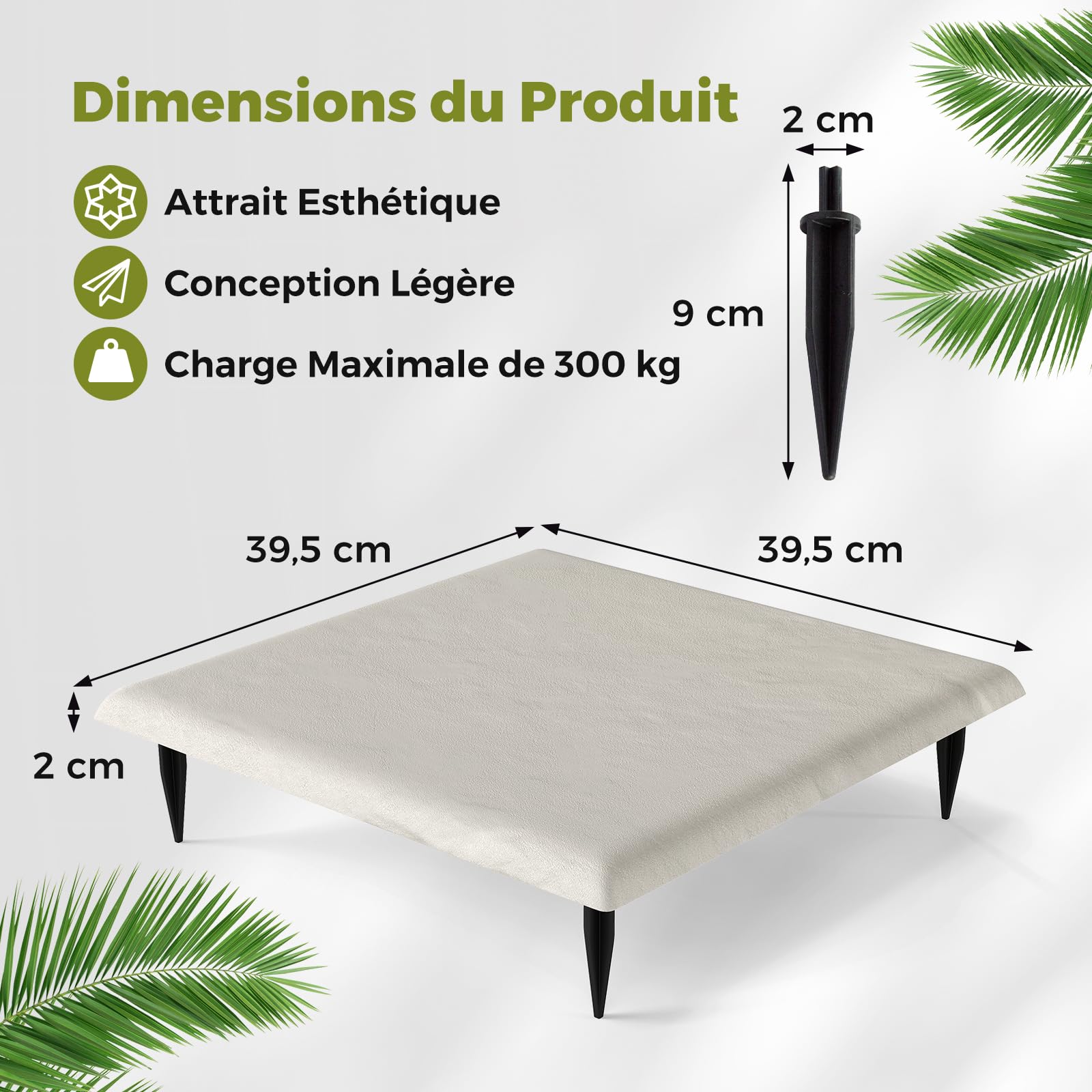 COSTWAY Lot de 8 Dalles de Jardin avec Piquets de Sol, 39,5x39,5cm, Dalles Extérieures de Terrasse Tout Temps, Revêtement de Sol Plastique Imperméable pour Pelouse et Cour, Charge 300kg, Beige