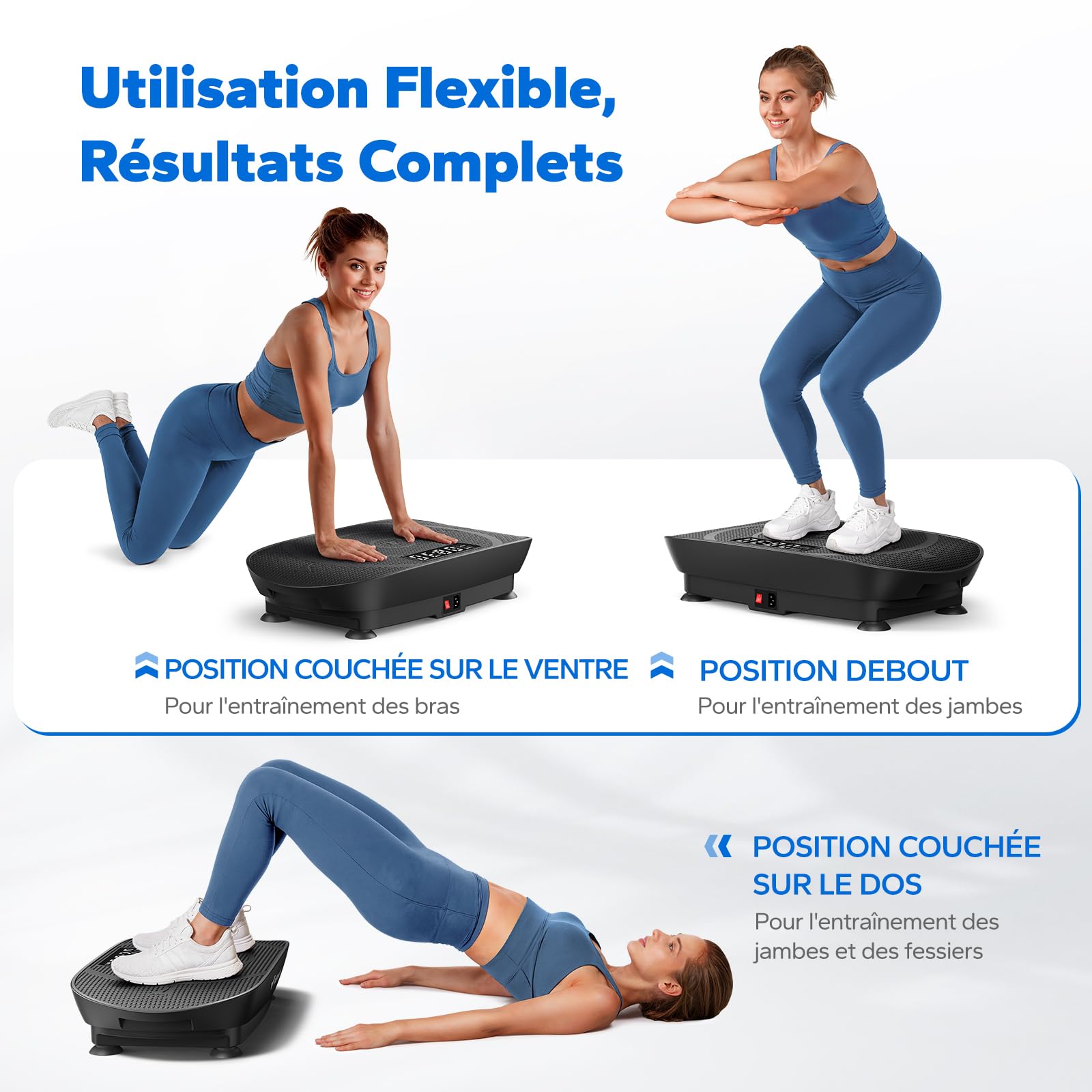 MERACH Plateforme Vibrante, Plaque Vibrante Silencieuse et Compacte pour Le Modelage du Corps et la Relaxation, avec Tapis en Silicone Confortable, écran LED et Télécommande