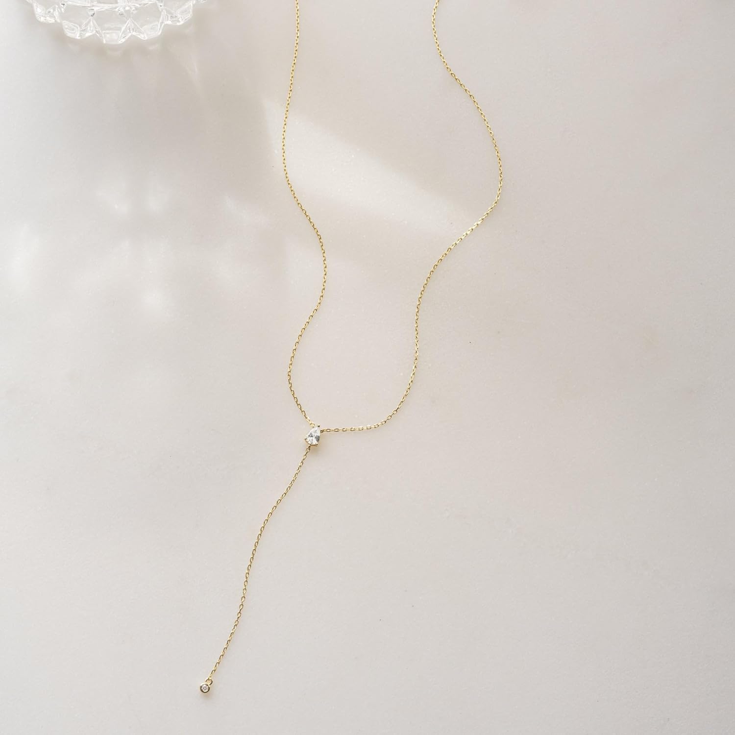 Fglqfam Lariat Necklace for Women, Dainty Long Necklaces, 14k Gold/Silver Plated Y-Shaped Drop Chain Necklace, Simple Layered Necklaces, Trendy Jewelry Valentines Day Gifts for Her - Image 5