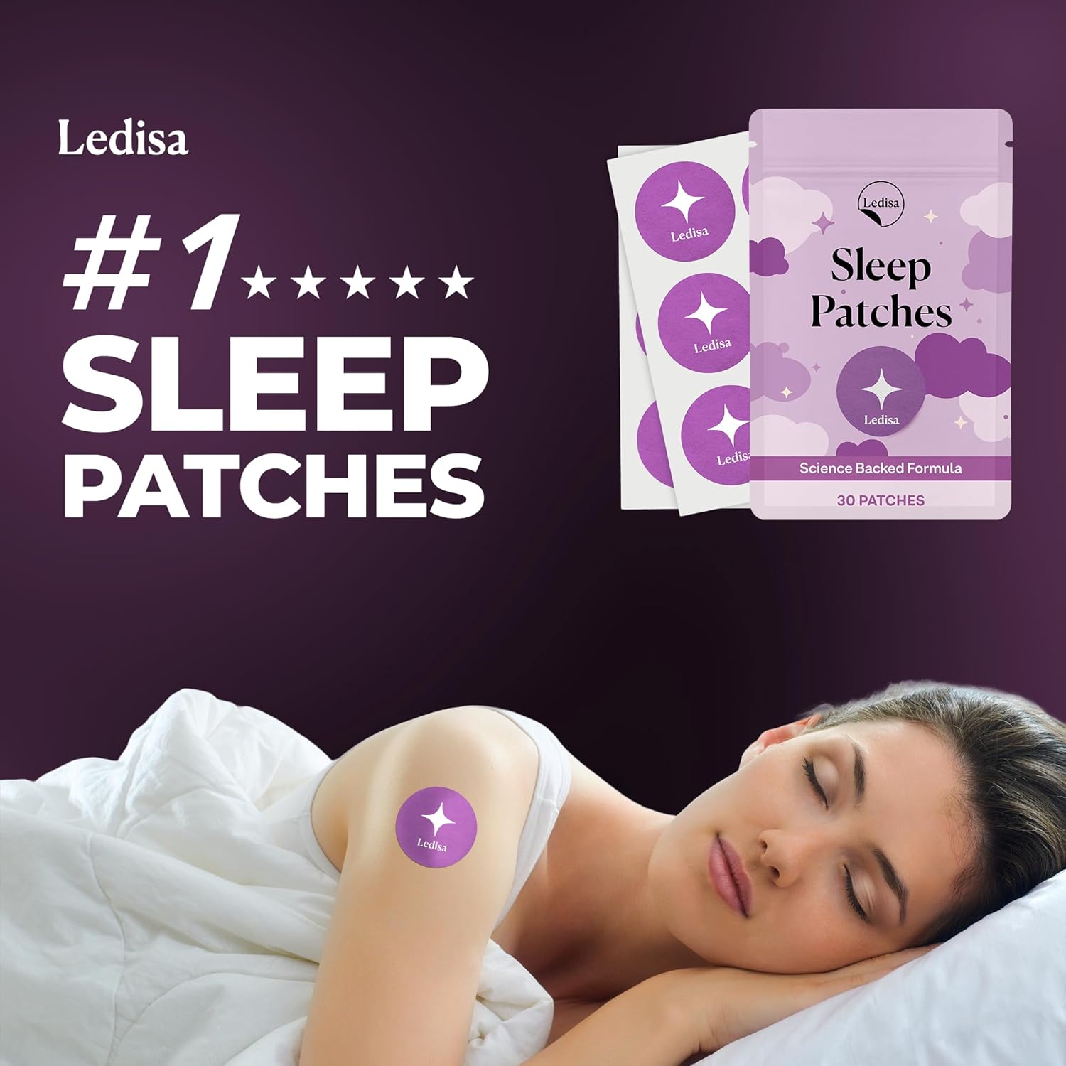 Sleep Patches for Adults | Easy-to-Apply Sleep Patch with Melatonin, Valerian Root, Magnesium & Hops | Relax & Wake Up Refreshed | for Men & Women | 30 Days Supply