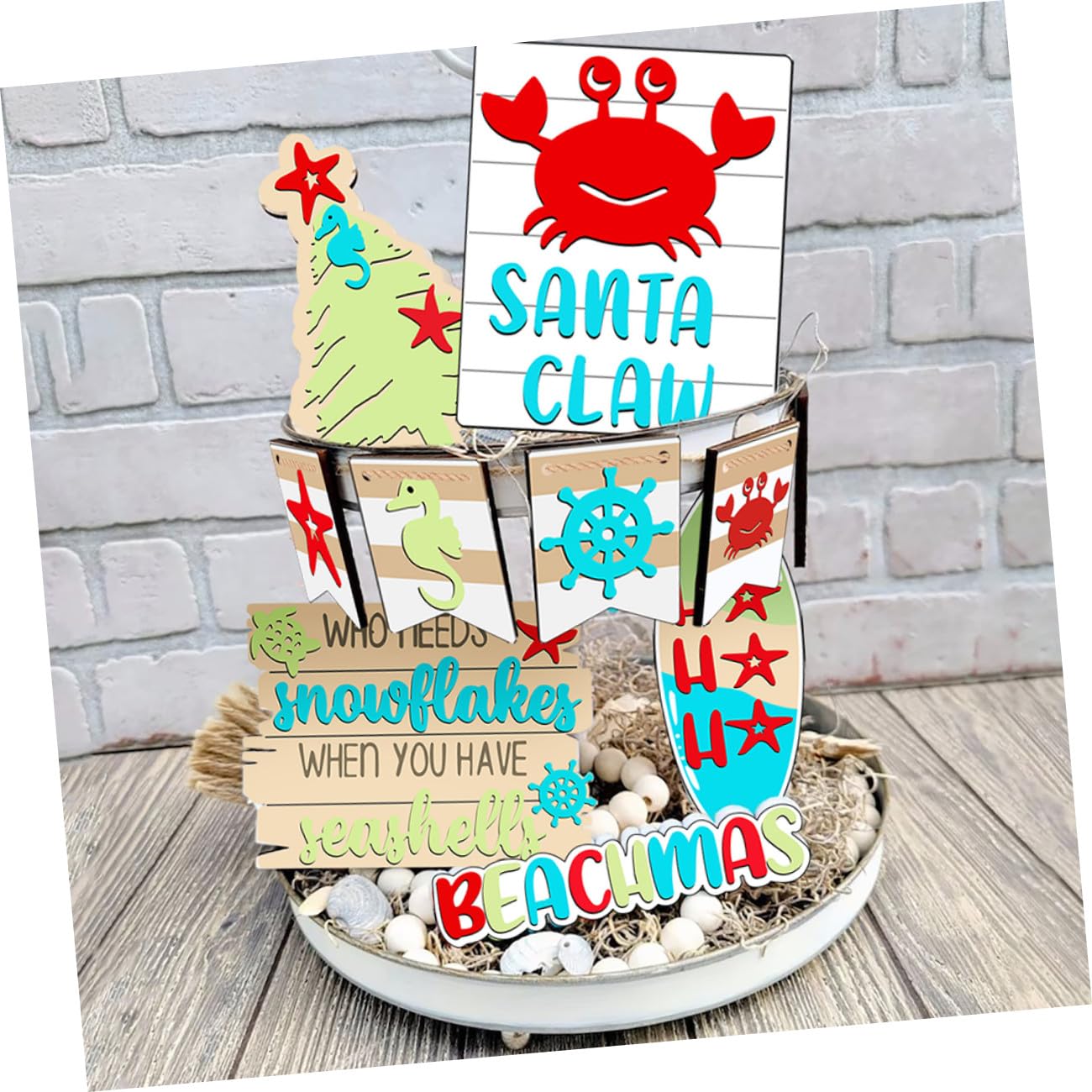 TOPBATHY 4 Juegos Decoración De La Bandeja De Navidad Decoración Navideña Cansada Kit De Artes y Manualidades Bandeja Escalonada Decoración del Hogar Signo De Árbol De Navidad Madera
