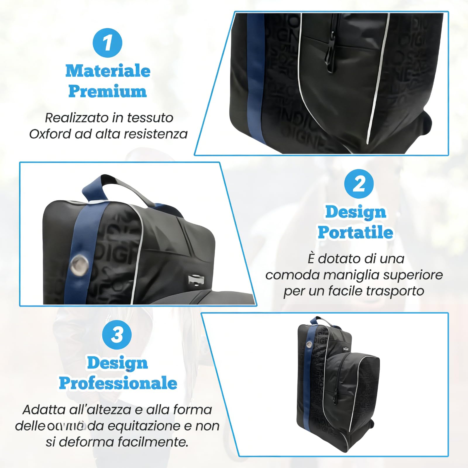 Sharplace Porta Stivali Alti Da Equitazione Con Chiusura a Cerniera, Sacchetti per Calzature Con Maniglia, Borse Portatili per Stivali in Tessuto Oxford, Design a Doppio Scomparto