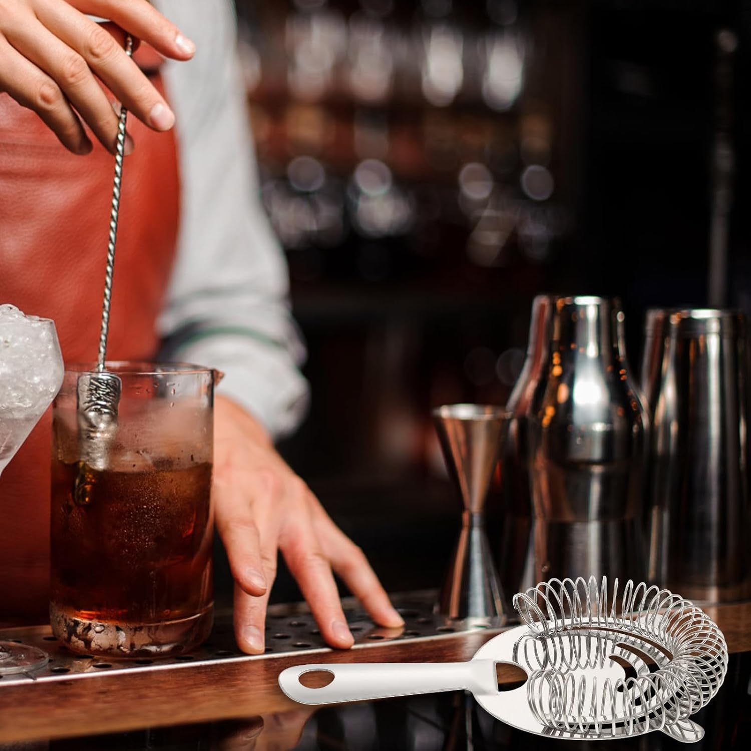 OSALADI 2pcs Stainless Steel Bar Strainer Ice Strainer Cocktail Bartending Filter for Professional Bartenders and Home Bar Use
