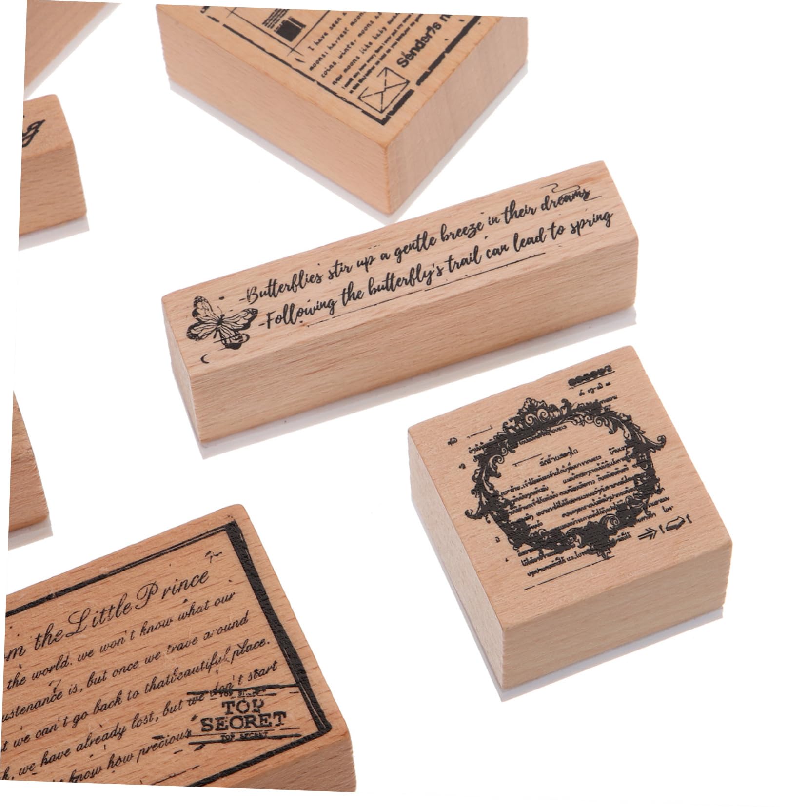5 Set Sigillo Di Legno Kit Strumento Per Album Chiaro Libro Di Scarto Etichetta Diario Spazzatura Impressioni Timbri Numerici Lettera Forniture Di Giornale Film 8 Pezzi * 5 NUOBESTY
