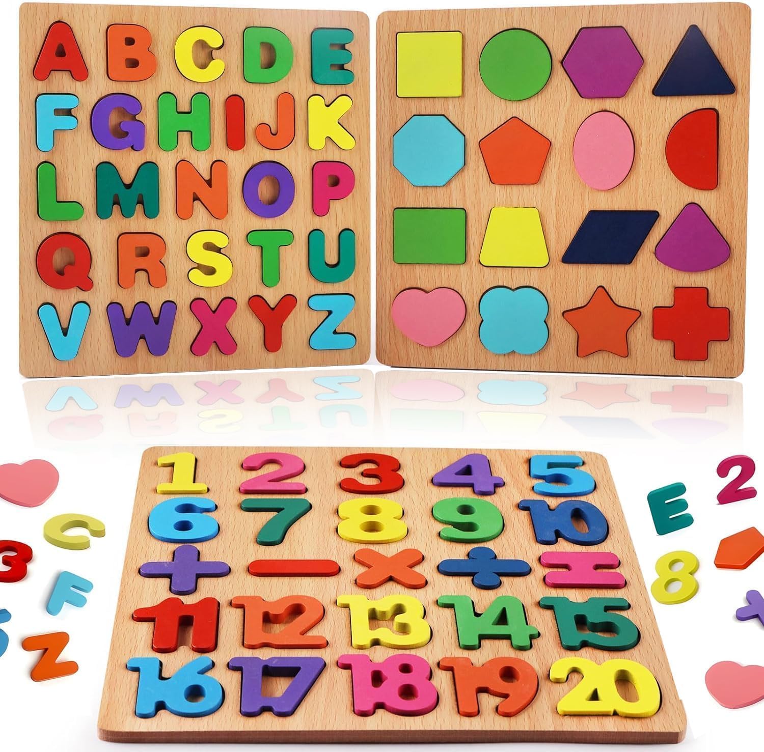 PEPINSH Kids Colorful Wooden Puzzle Set Featuring 3D Capital Alphabets, Numbers, and Shapes | ABCD Puzzle Set | Learning Educational Board for Kids | Montessori Gift(Alphabets, Numbers & Shapes) (B0DGD1D9RZ) Amazon Price History, Amazon Price Tracker