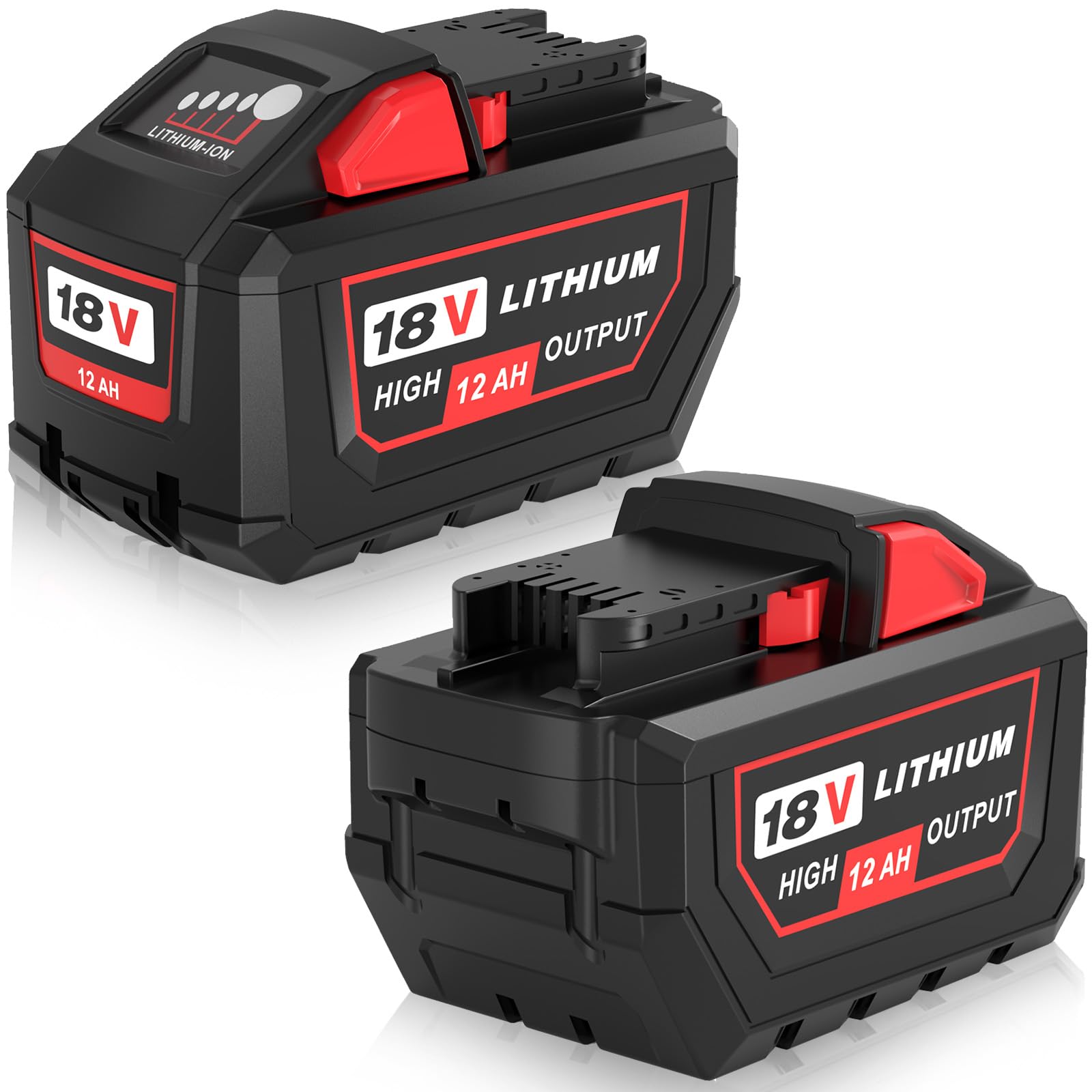 2Pack 12.0Ah Long Runtime Lithium-ion Battery Replacement for Milwaukee 18V Battery Compatible with Milwaukee 18V 48-11-1880 48-11-1862 48-11-1852 Lithium Battery Cordless Tools