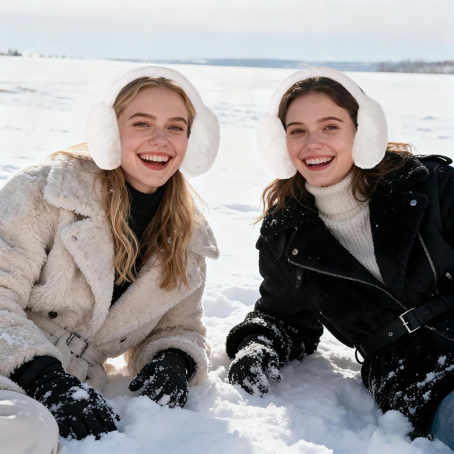 hoyuwak Winter Ear Muffs Fluffy Foldable Ear Warmer Warm Faux Fur Earmuffs