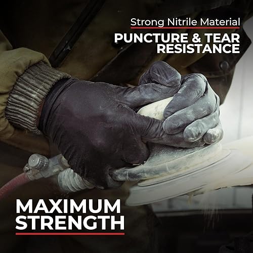 Miniatura 3 de Guantes desechables de nitrilo negro, sin látex y sin polvo, guantes de goma de 4 mil, para limpieza, cocina, mecánicos (XS-XXL)