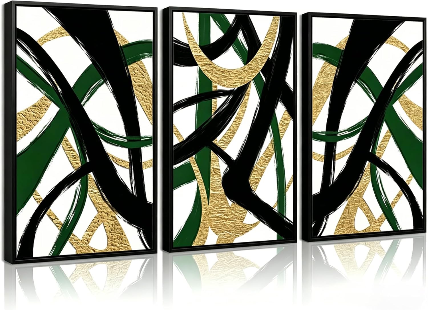 lianyibo Abstract Stripe Canvas Wall Art Modern Minimalist Geometric Paintings Pictures Green Black Posters Prints Home Decor(60x90x3/Frameless)